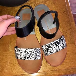 Sandals! Black and polka dot